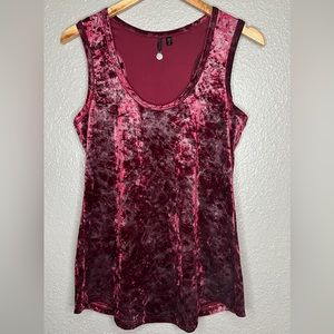 BKE red gray crushed velvet racerback tank size large The Buckle